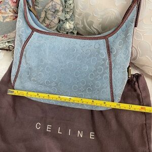 Celine Macadam Ava Blue Suede Hobo Bag